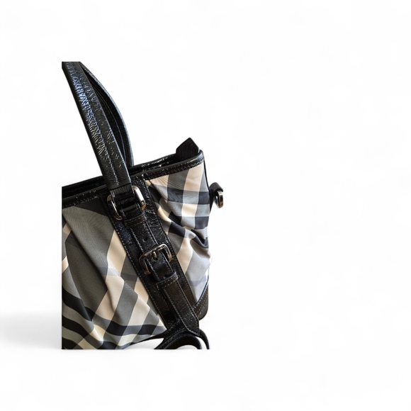 Burberry Black and Gray Plaid Tote - Picture 3 of 8